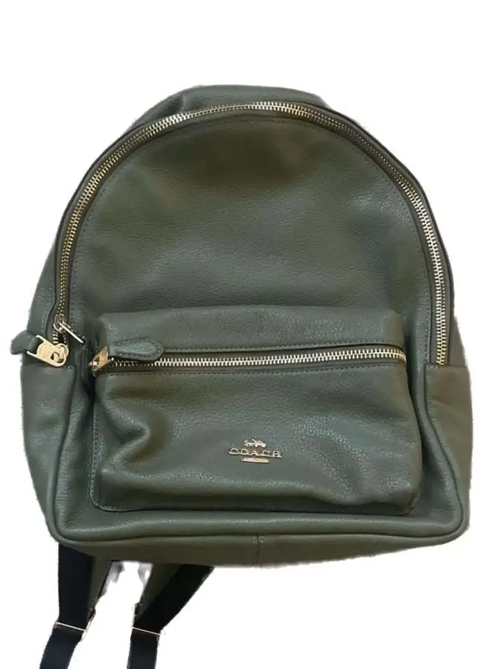 Coach Charlie Medium Backpack in Olive Green Pebbled Leather - Picture 1 of 7